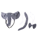 Kids Animal Costume Set Elephant Headband Tails Bow Tie Cosplay School Play Stage Show Fancy Dress Up