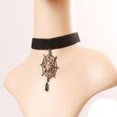 Black Velvet Choker Collar Choker Necklace with Spider Web Pendant Halloween Party Accessories