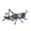 Blue Rhinestone Crystal Insect Grasshopper Pins Brooches Clothes Decoration