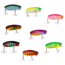 8pcs Top Water Popper Plastic Fishing Lures Wobble Bass Crank Fishing Baits Saltwater Freshwater Lures