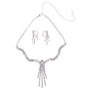 Shiny Women's Long Crystal Rhinestone Tassel Necklace & Earrings Wedding Party Jewelry Set