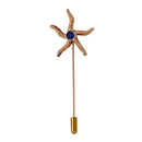 Simple Starfish Sea Star Blue Drill Long Brooch Pins Suit Lapel Pin Accesory