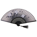 Folding Peony Bamboo Cloth Handheld Fan Chinese Style for Beach Summer Accessory 8.26inch