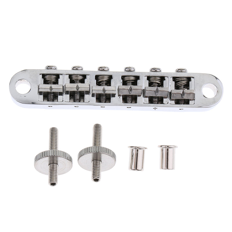 1 Set Adjustable Metal Electric Jazz Guitar Bridge with Screws Silver