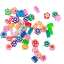 Pack of 50 Colorful Flower Shape Flat Polymer Clay Spacer Beads for Jewelry Making Crafts