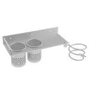 Lightweight Aluminum Spring Wall Mount Hair Dryer Holder Organizer Rack + 2pcs Toothpaste Toothbrush Curling Wand Storage Cups + Plug Hook for Bathroom