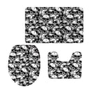 Set of 3PCS Home Bathroom Toilet Table Kitchen Use Skull Pattern Design Toilet Covers Non-slip Bathmat Carpet Rug