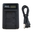 LCD Display USB Travel Battery Charger + Charging Cable for Sony A9 A9R A9S NP-FZ100