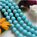 8mm Blue Turquoise Round Gemstone Loose Beads Strand 15.5 Inch