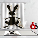 Home Bathroom Bedroom Door Window Use Extra Long Fabric Bath Shower Rabbit Print Pattern Curtain With 12 Hooks