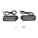 1 Pair Car 4 LED White & Amber Clear Lens Warning Emergency Flash Light Bar