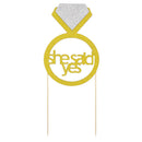 She Said Yes Diamond Ring Engagement Party Bridal Shower Cake Topper Decoration,Pack of 6