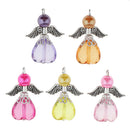 5 Pieces Acrylic Pearl Heart Bead Angel Charms Pendant Silver Wings DIY Handbag Mobile Charm Gift