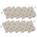 10 x Coffee Flower Linen Jute Sack Jewelry Pouch Drawstring Gift Bags Favor