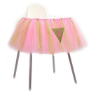 Baby Kids Shower Party Charms 1st Birthday High Chair Tutu Skirt Tulle Table Decor Skirt Party Supplies Pink