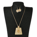 Women Accessories Gold Sun Flower Exquisite Necklace Earrings Jewelry Set