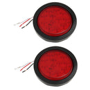 2PCS 4'' Round Red LED Stop Tail Turn Signal Backup Fog Reverse Marker Lights