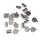 20pcs Vintage Silver Letter Charms Alloy Pendant Findings Round&Oblong Shaped Charms