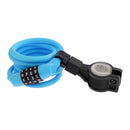 Bike Bicycle Cycle Helmet Pocket Combination Cable Lock Spiral Steel Cable Blue