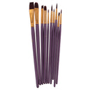 10pcs Assorted Paint Brush Artists Brushes Set Nylon Hair Wood Handle