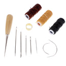 12 Pieces Basic Hand Stitching Leathercraft Set Curved Needles Waxed Thread Awl and Thimble for Leather Upholstery Carpet Canvas