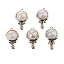 5 Pieces Round Locket with Imitation Pearl Clasp Connector DIY Jewelry Craft