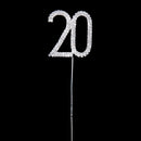 Crystal Rhinestone 20th Anniversary Cake Topper Party Birthday Favors Cake Decorating DIY Photo Props Silver