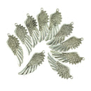 10 Piece 3D Large Antique Silver Angel Wing Charm Pendant Jewelry DIY Making