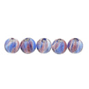Pack of 5PCS Two-Tone Color Silver Foil Round Glass Loose Beads For Jewelry Necklace Bracelet DIY Making 12mm Purple