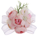 Bridesmaid Sisters Corsage Bracelet Hand Flowers Wedding Supply Pink