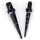 Men Women Double O Ring Ear Stretcher Taper Pack of 2PCS Black And White