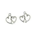 50 Pieces Antique Silver Valentine's Day Heart Charms Pendants DIY Making