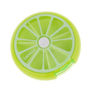 Fashionable Fruit Pattern Charms Rotary Pill Box Medicine Candy Gum Storage Holder Pocket Size Case Travel Lovers Gift -Cyan