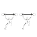 2 Pieces Stainless Steel Unique Weightlifting Barbell Navel Ring Bar Body Piercing 10mm(00 Gauge)