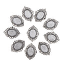 Pack of 10 Vintage Silver Oval Charm Pendants Bezel Trays Jewelry Making Supplies