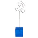 Blue Cube Base Card Picture Memo Photo Clip Holder Bud Shape Wire Clip