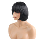 12'' Natural Synthetic Hair Soft Silky Fashion Women's Full Bangs Wig Short Wigs Straight Bob Hair Cosplay Party