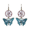 Vintage Butterfly Hollow Clover Gears Women's Steampunk Fashion Drop Earring