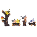 4pcs Birds Ornament Statue Resin Animal Miniature Home Garden Cafe Bar Decor