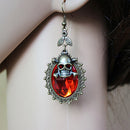 1 Pair Red Skull Head Fashion Jewellery Long Dangle Earrings Halloween Ornaments