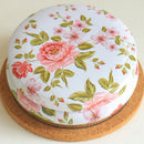 Fresh Floral Pattern Tea Sugar Biscuit Coffee Candy Storage Box Case Sealed Can White