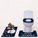 Bath Mat Toilet Cover Bathroom Christmas Non-Slip Pedestal Rug 3Pc/Set, Santa Claus