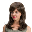 Dark Brown 18" Fashion Women Medium Straight Synthetic Hair Wigs With Cap Bang for Cosplay Costume Party Daily Wear
