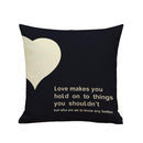 Retro Cotton Linen Nap Cushion Cover Home Decor Throw Pillowcase Heart Black