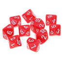 10 pieces 10 Sided Dice D10 Polyhedral Dice Acrylic for Dungeons and Dragons Party Table Games Red