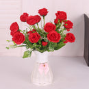Artificial Rose Silk Rose Wedding Party Decor Bouquet For Home Office Red