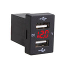5V 2.1A Dual USB Power Chargers With Red LED Voltmeter For Toyota
