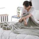 Creative Fuzzy Ball Design Soft Knitted Air Conditioning Baby Sleeping Cotton Double Faced Cotton Blanket Grey