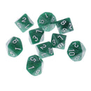 10 Pieces Plastic Multi-sided Dice D10for Party Bar Game Props 0.62'' Green