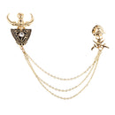 Costume Party Tassel Crystal Rhinestone Bull Horn Boutonniere Pin